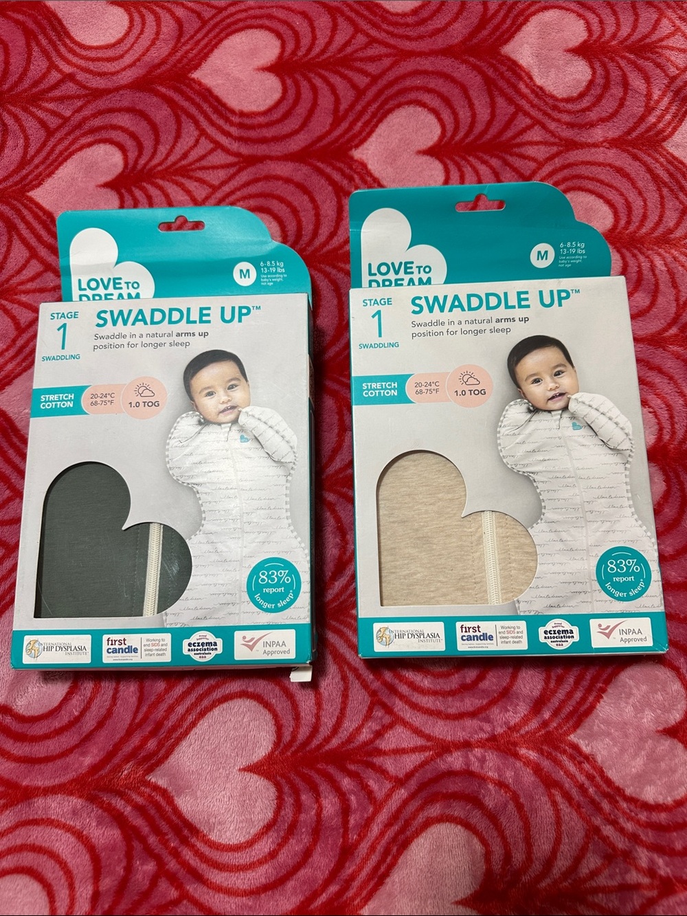 Love To Dream Swaddle Up Bag Stage 1 Swaddling Medium Sealed Beige & Dark Sage